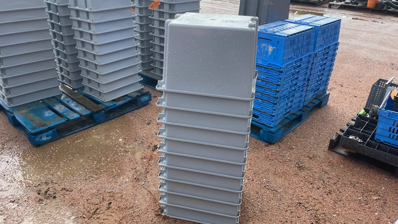 Stack of Rubbermaid Commercial Poly