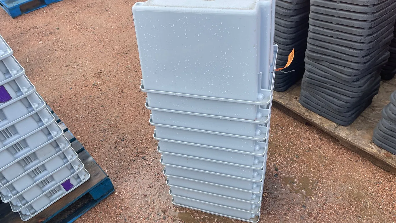 Stack of Rubbermaid Commercial Poly