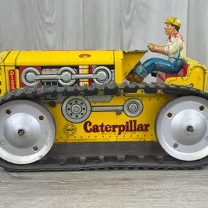 Marx 1950's Caterpillar Diesel Windup Dozer, 9 1/2", Parts Missing