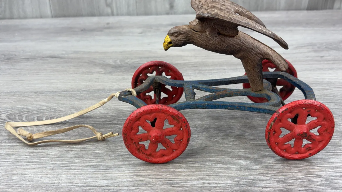 Cast Iron Eagle Pull Toy, 7 3/4” Long