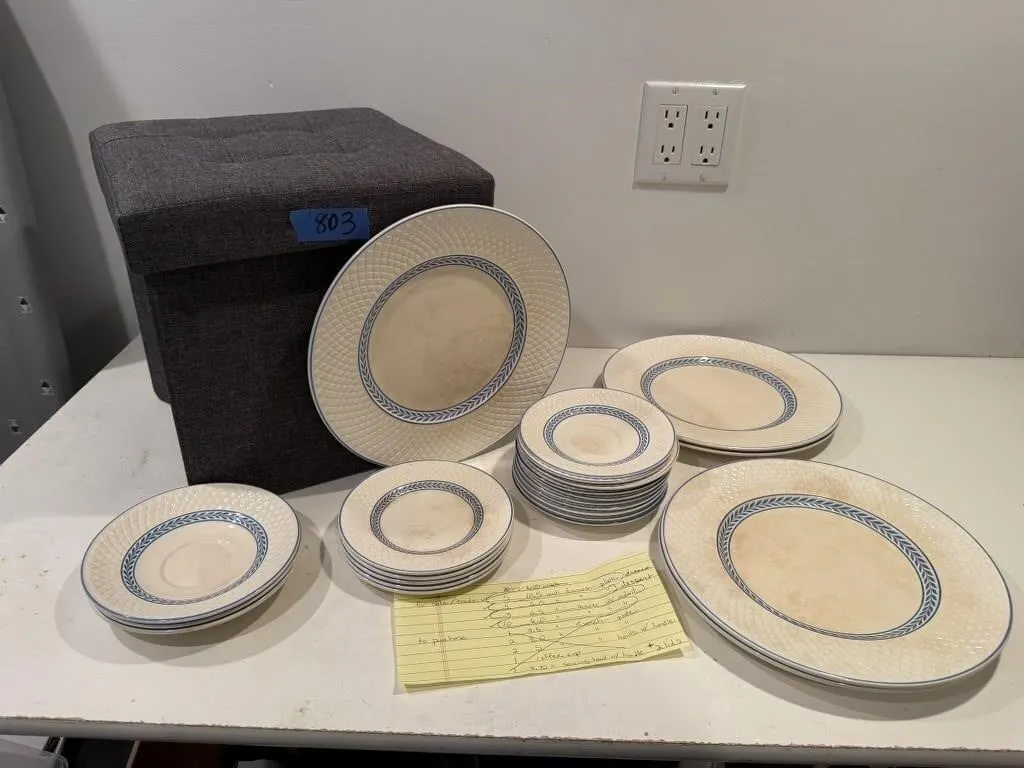 Storage cube, Spode Copeland English china plates