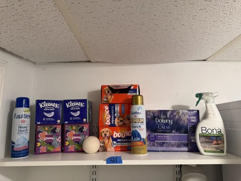 Laundry basket of consumables, tissue, fabric