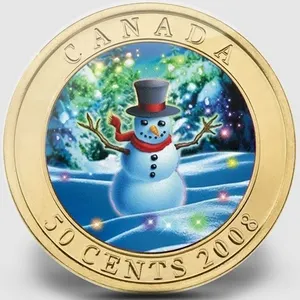 2008 CANADA 50 CENT HOLIDAY SNOWMAN