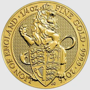 1/4 2016 QUEEN'S BEASTS LION OF ENGLAND GOLD COIN