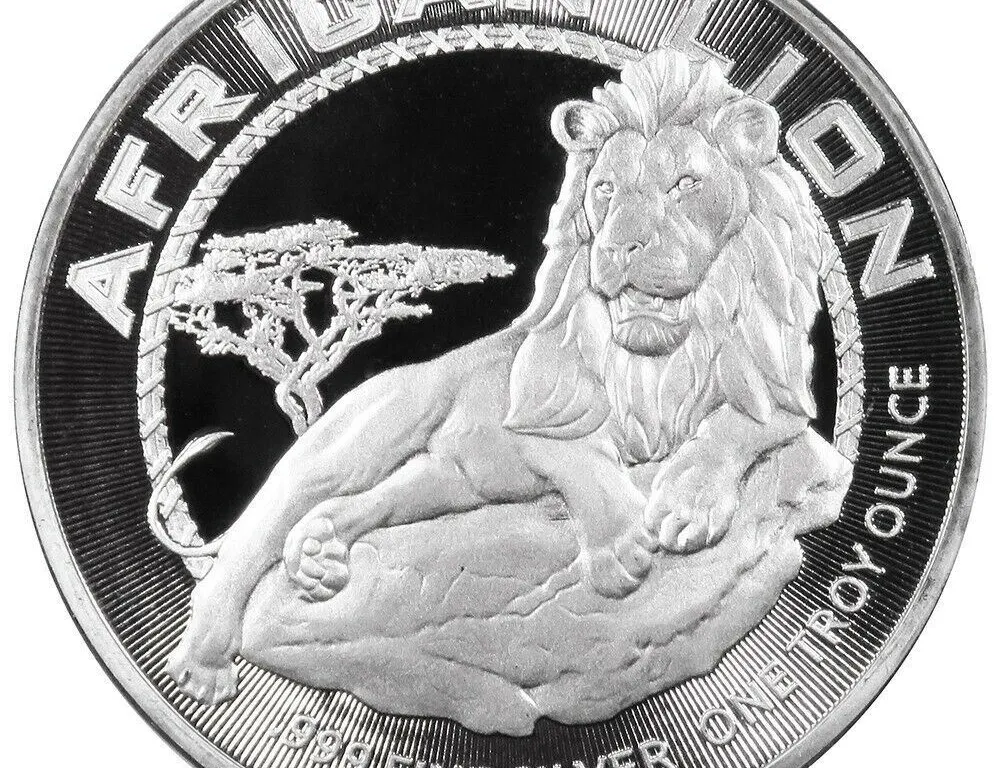 1 OZ 2017 AFRICAN LION NIVE SILVER ROUND