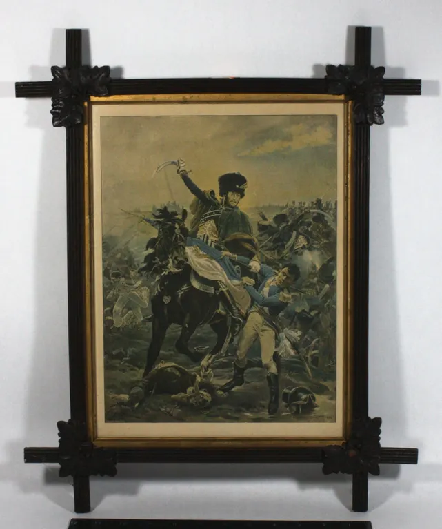 VERY OLD BATTLE SCENE AND FRAME. GUESSING EARLY