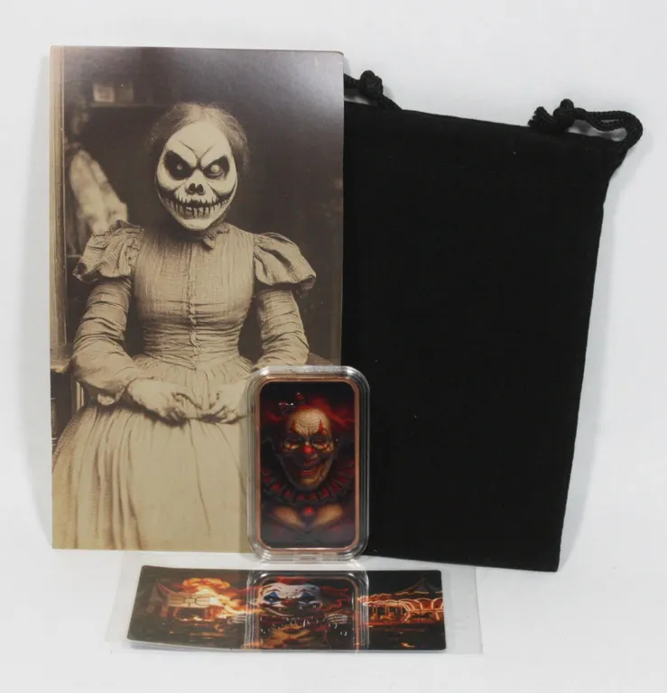 1 OZ CREEPY CLOWN. MOTHER COPPER BAR WITH GIFT