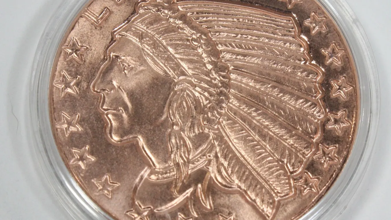 1 OZ INCUSE INDIAN COPPER ROUND IN CAPSULE