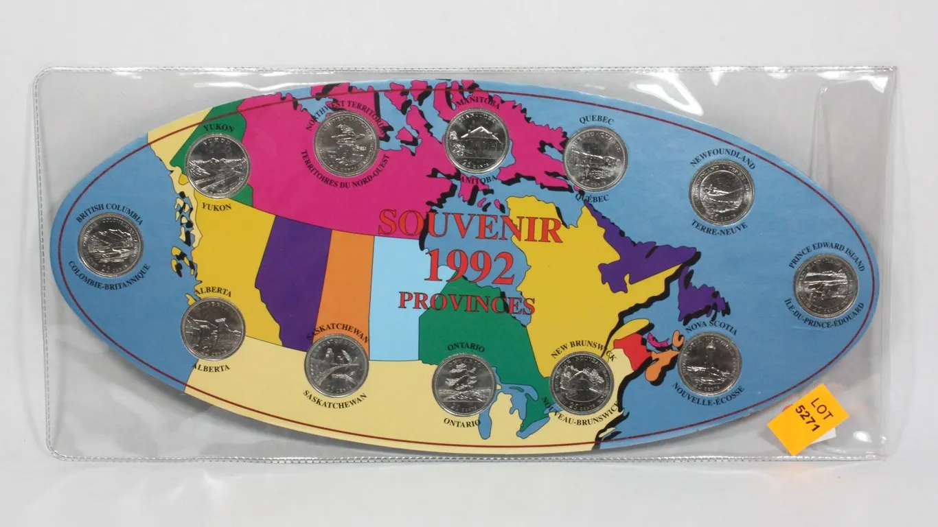 1992 12 HOLE CANADA SOUVENIR PROVINCES 25 CENT
