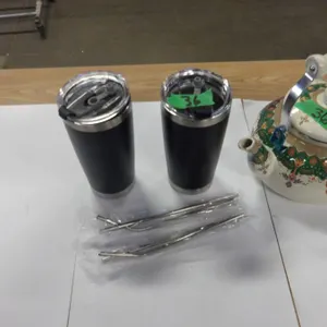 STORE RETURNS (AS IS):  FLAT C/W TEA KETTLE, 2 DRINKING GLASSES WITH STRAWS, ETC