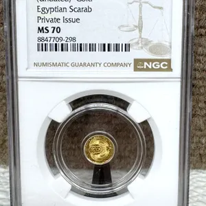 Gold Egyptian Scarab Private Issue MS70 NGC