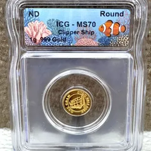 1g .9999 Gold Clipper Ship Round MS70 ICG