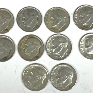 10 Roosevelt Dimes 90% Silver Assorted Dates