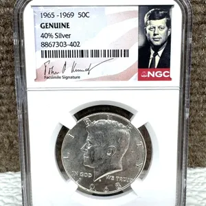1968 Kennedy 50C NGC Slabbed 40% Silver Genuine