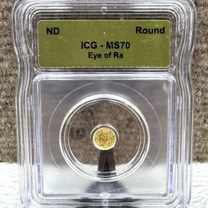 ICG MS70 Eye of Ra 1/500 OZT .999 Gold Round