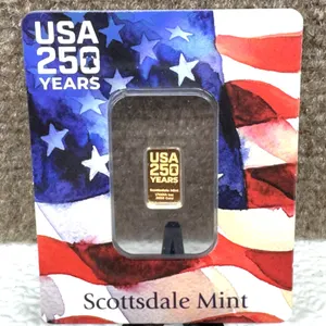Scottsdale Mint 1/100th oz .9999 Gold Bar USA 250th