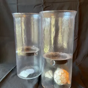 Glass Hurricane-Style Vases with Decorative Contents