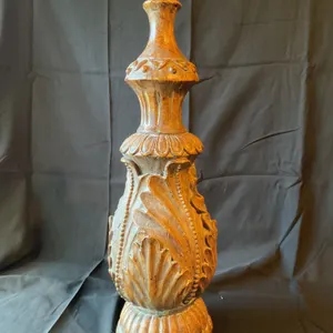Hand-Carved Wooden Architectural Finial with Leaf Motif