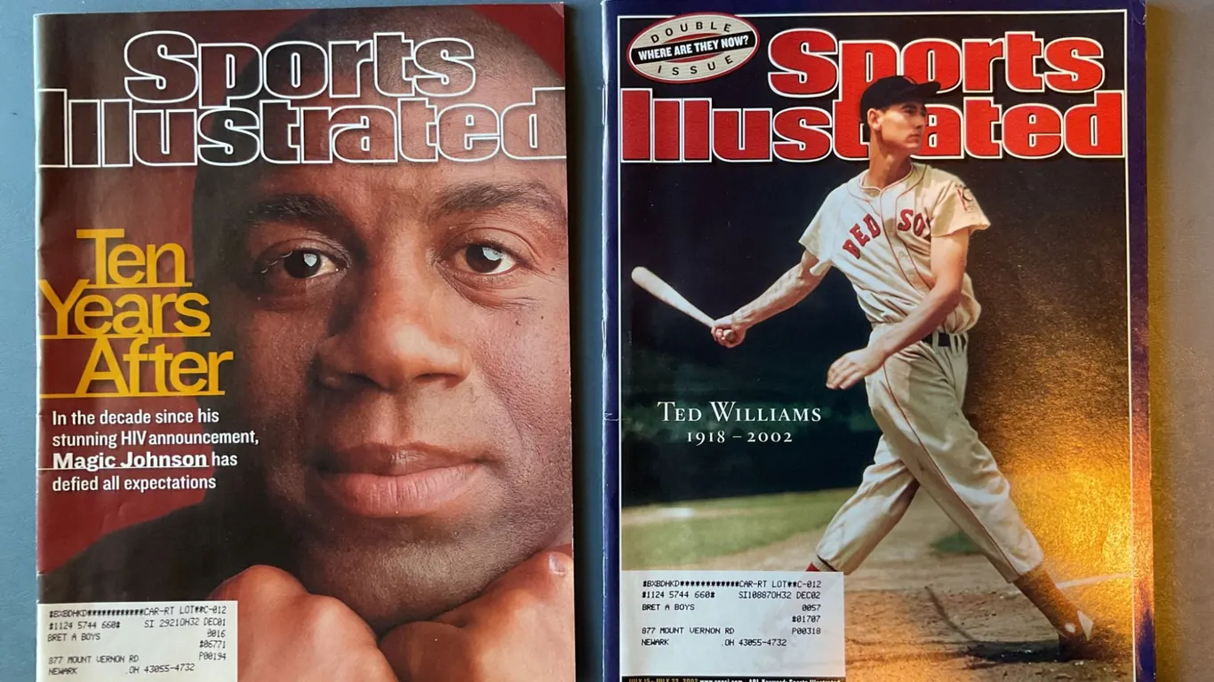2 Sports Illustrated Magazines Featuring Magic Johnson and Ted Williams