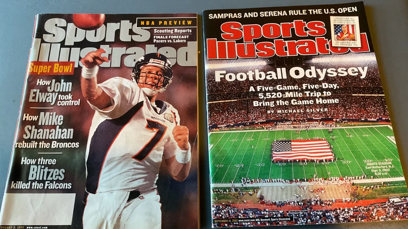 Two 1990s Sports Illustrated Magazines Featuring Football Themes