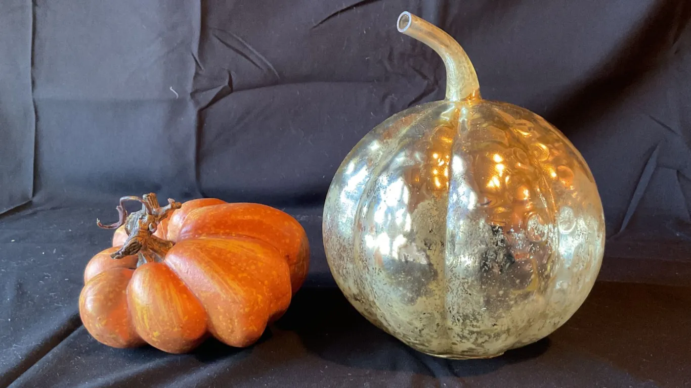 Mercury Glass Pumpkin and Artificial Gourd Decorative Lot