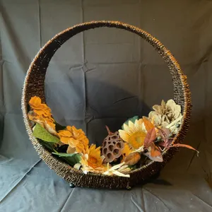 Decorative Woven Basket with Artificial Floral Arrangement