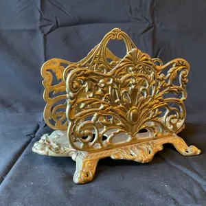 Late 19th to Early 20th Century Ornate Cast Brass Letter Holder