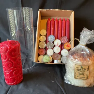 Candles with Glass Vase, Warm Glow Hand-Dipped Candle and Tealights