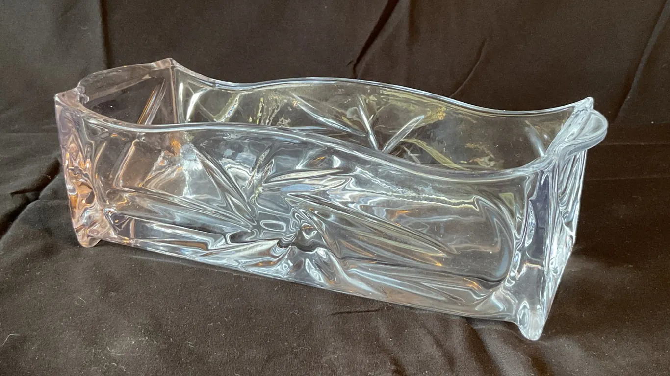 Clear Glass Rectangle Dish with Geometric Design
