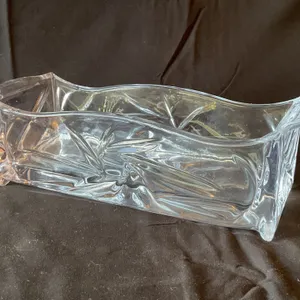 Clear Glass Rectangle Dish with Geometric Design