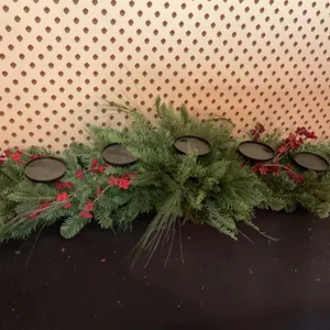 Artificial Evergreen Candleholder Centerpiece with Metal Holders