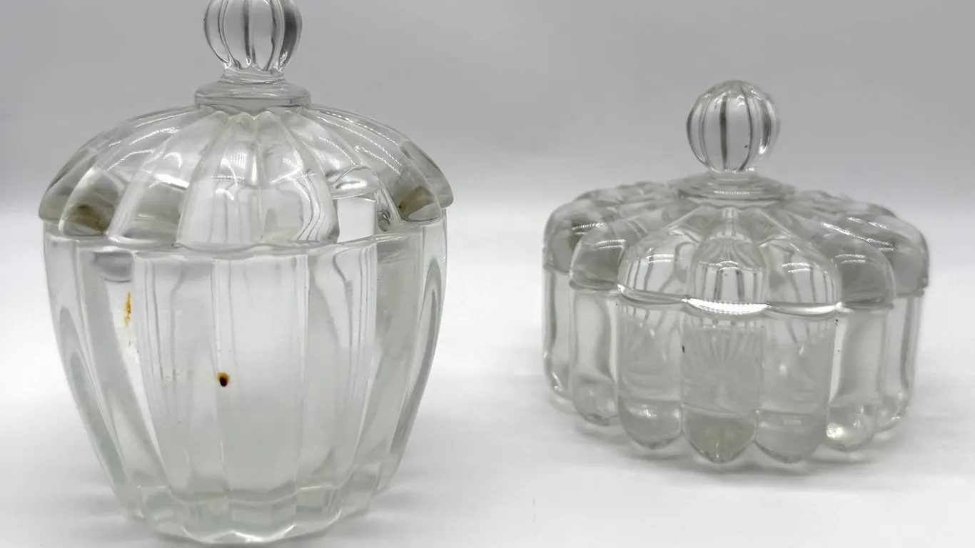 Heisey - Crystolite Glass Lidded Jars Set