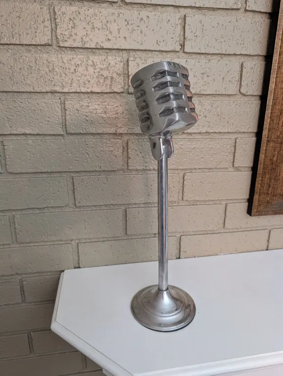 Vintage Retro Cast Aluminum Studio Microphone Replica Mantle Display Prop