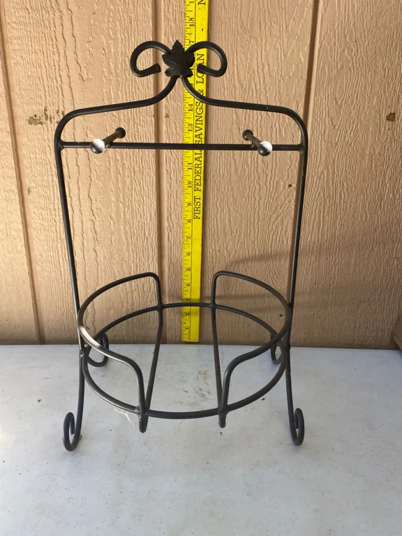 Black Longaberger Metal Decorative Stand with Leaf Motif and Scroll Design