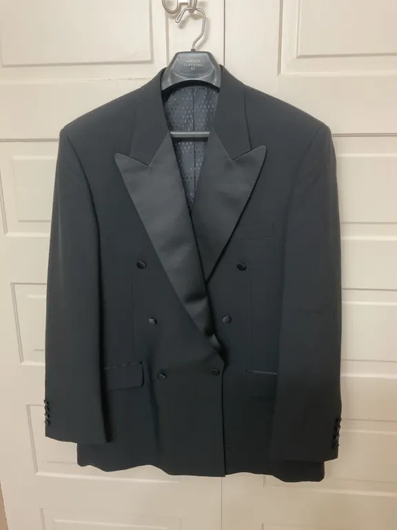 Black Men’s Double-Breasted Tuxedo by Haggar Clothing Co.