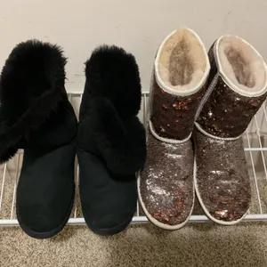 Two Pairs of UGG Boots, Size 8, Sparkly Brown and Black