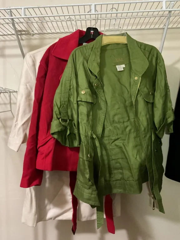 Three Women’s Outerwear Pieces: Jackets and Coat, Mixed Materials