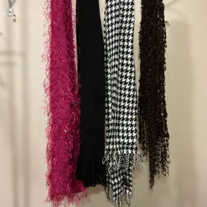 Four Scarves Featuring Various Textures and Patterns