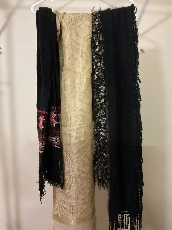 Three Vintage Scarves with Fringe Detailing