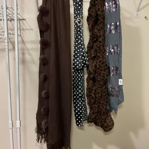 Scarves Collection Featuring Patterns and Decorative Embellishments