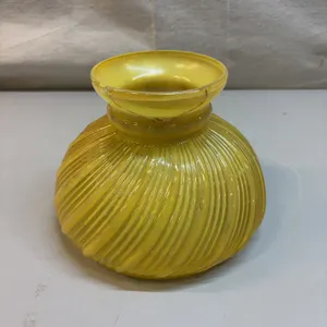 Yellow Ribbed Glass Vase