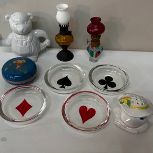 Group Of Vintage Miniature Oil Lamps And Other Items