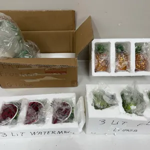Assortment Of Lighted (Battery Operated ) NEW Fern Balls, Limes,Watermelon, And Pineapples