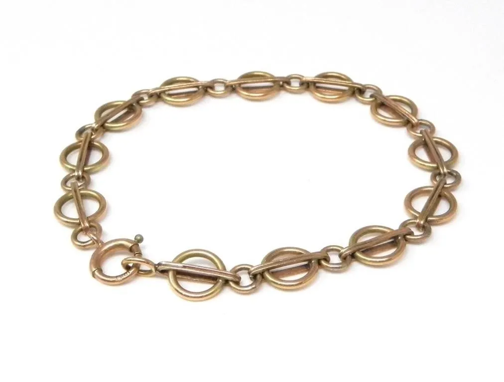 10KT GOLD CIRCULAR LINK BRACELET 9.16g