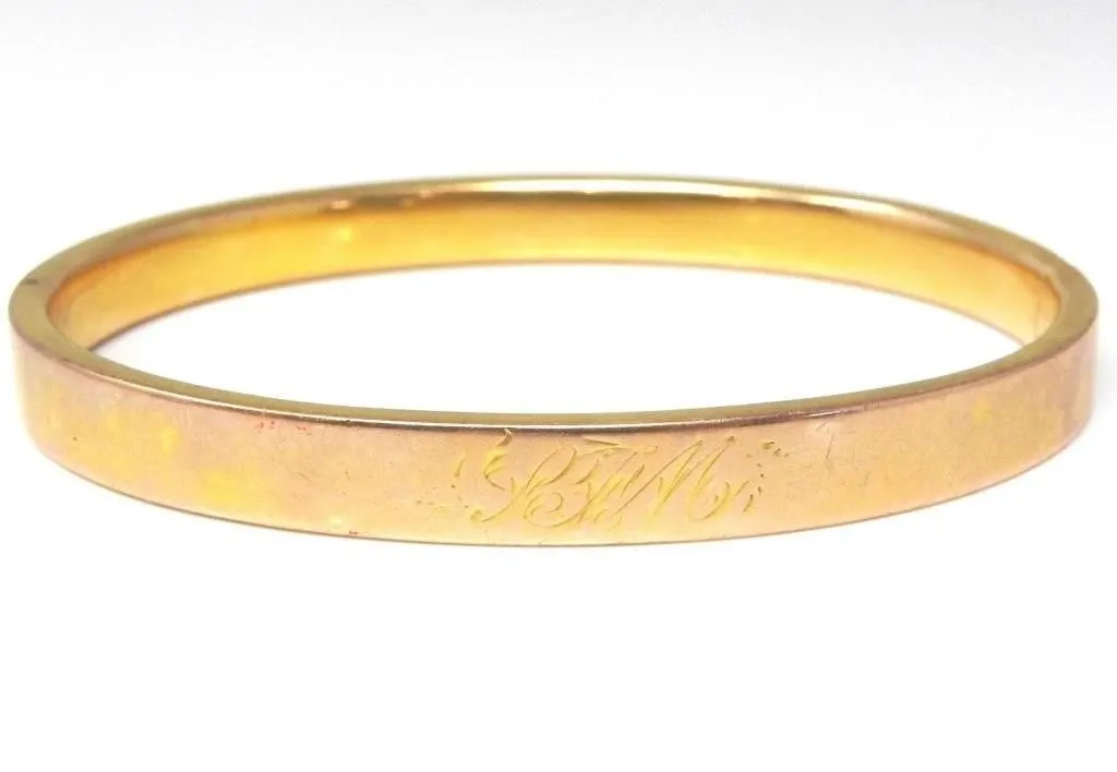 9CT LANGFORD & FELDHEIM1895-1915 HINGED BANGLE 8.1