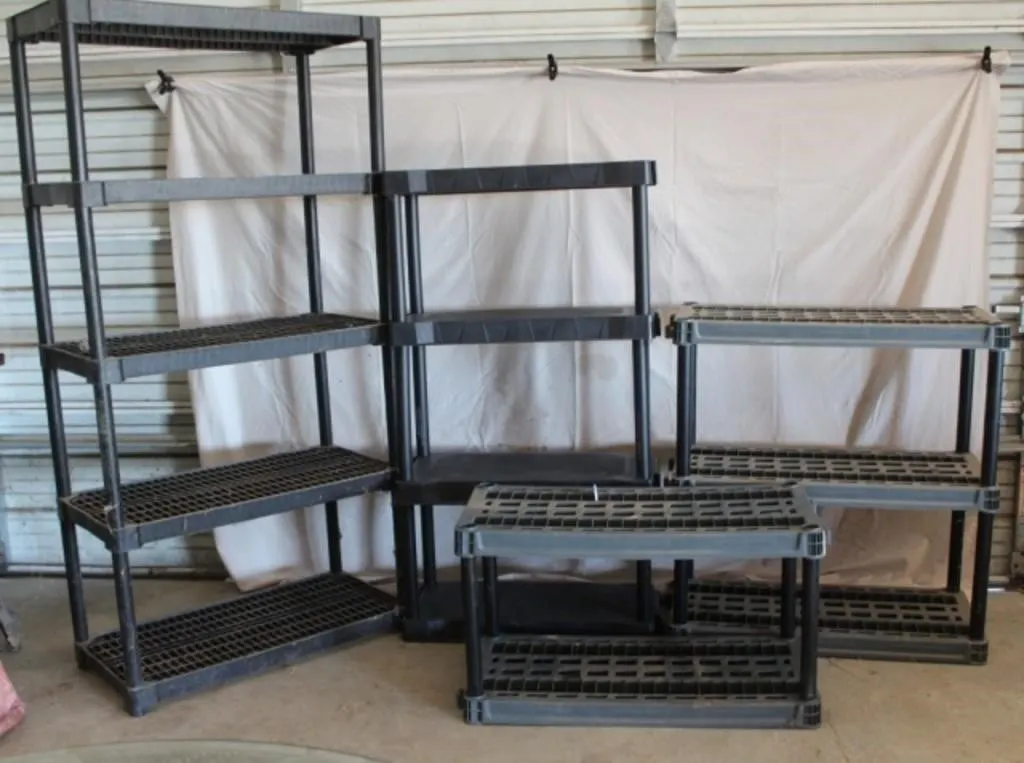 4 Various Size Plastic Stackable Shelving