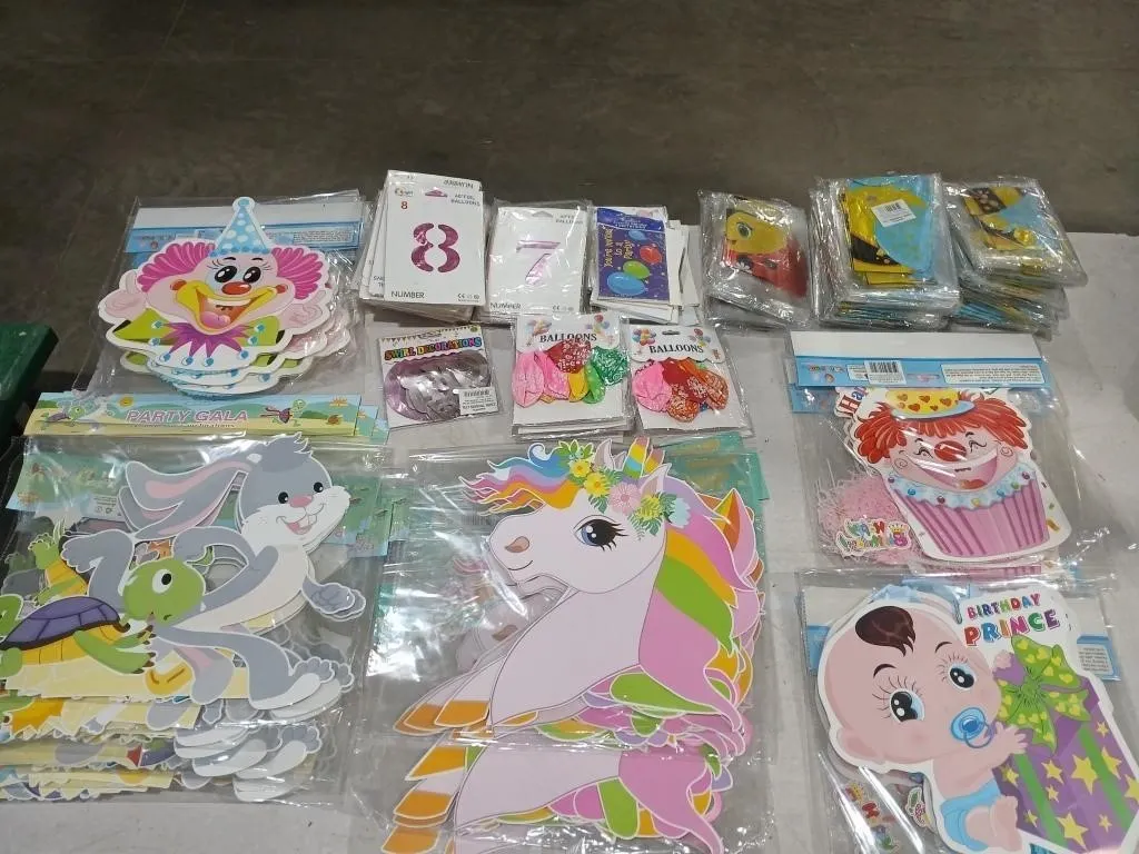 Large Party supply box. decorations & balloons