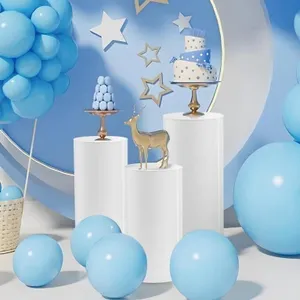 Metal Cylinder Pedestal Stands for Party,Set of 3