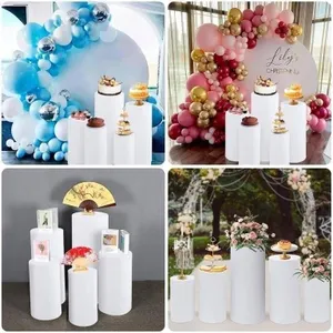 Metal Cylinder Pedestal Stands for Party,Set of 5
