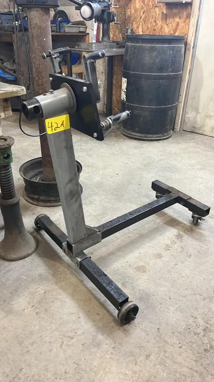 Black and grey engine stand